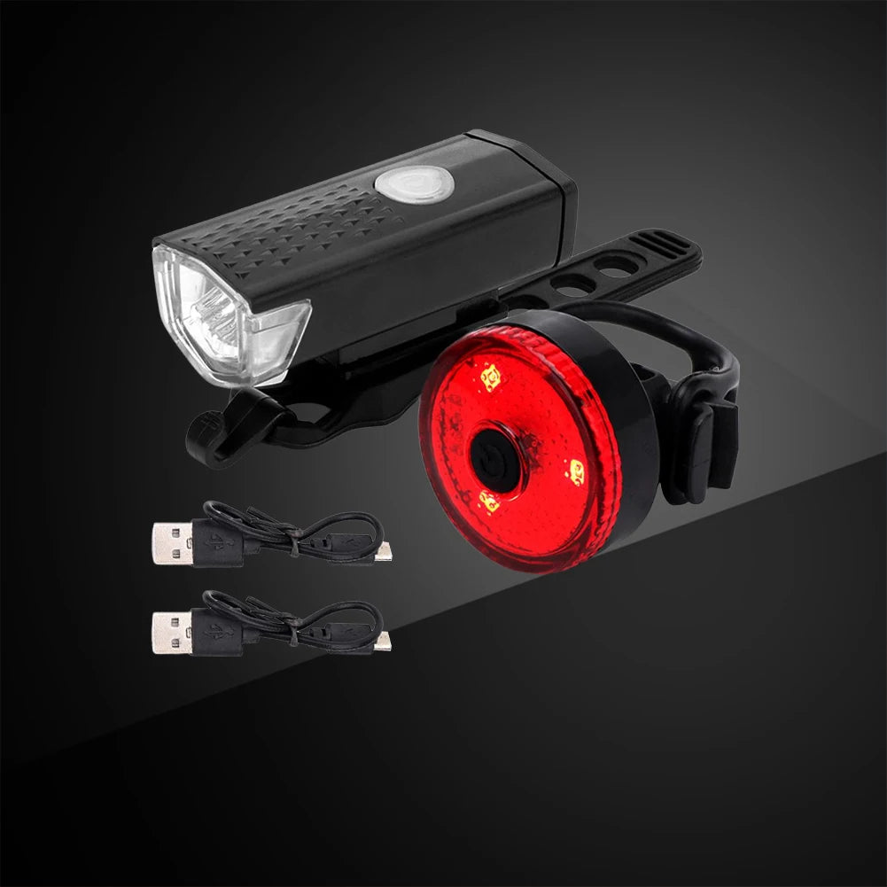 Bike Tail Light &amp; Headlight Bike Rear Light Rechargeable Bike Front Light 3 Modes LED Riding Warning Light for Outdoor Cycling