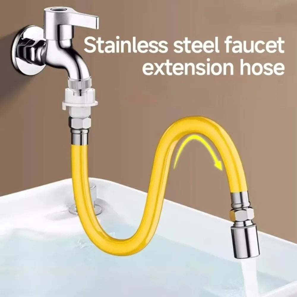 2 Mode Adjust Faucet Extension Extender Adjust Stainless Steel Extension Tube Free Bending Splashproof 360 Degree Extension Tube