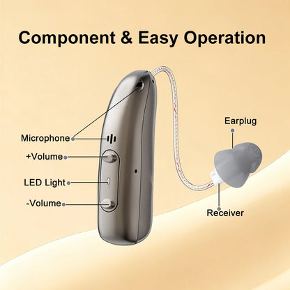 Mirasing Hearing Aids，Bluetooth RIC Hearing Aid - 2025 Rechargeable BTE with Noise Cancelling &amp; Charging Case