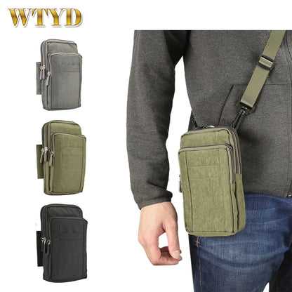 Outdoor Phone Carrying Case Pouch Nylon Crossbody Shoulder Cell Phone Holster Waist Belt Wallet Bag with Carabiner