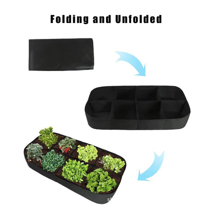 Flowerpot Breathe Cloth Rectangular Planting Bag For Vegetables Flowers Raised Garden Bed Felt 4/8 Pockets Multi-grid