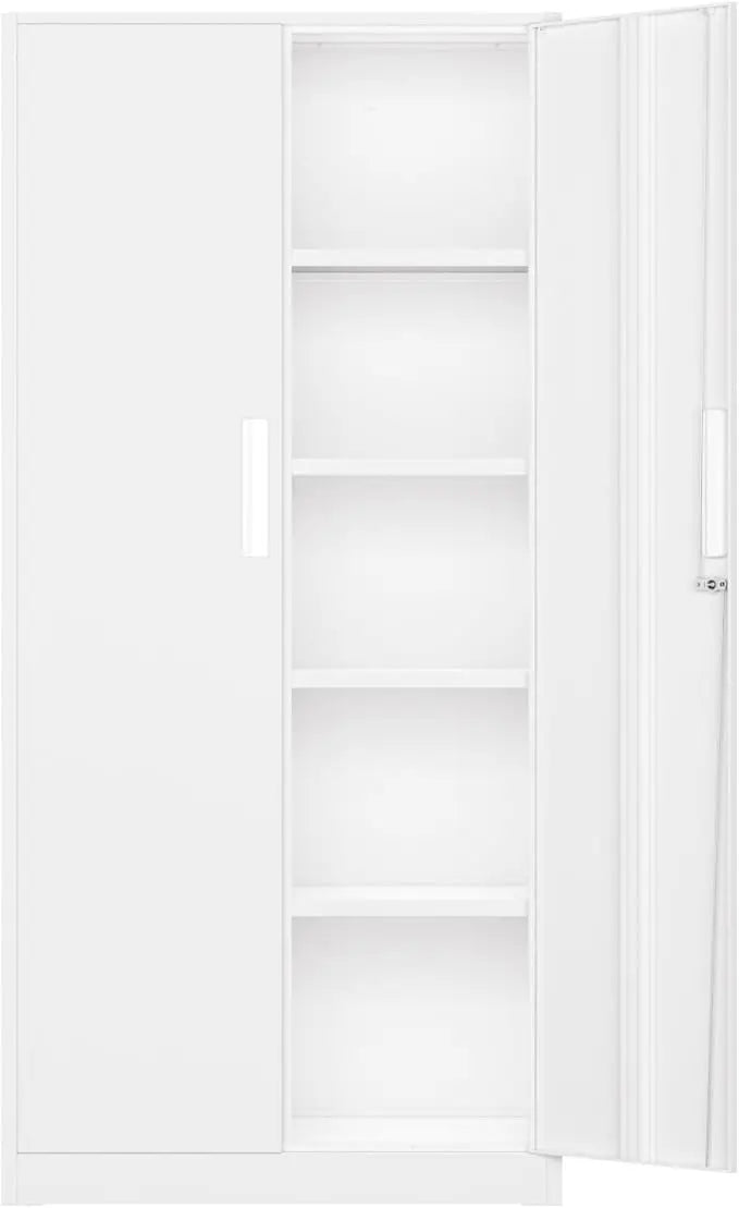 Metal Garage Storage Cabinet, Locking Doors &amp; Adjustable Shelves Tall Storage, Heavy Duty Steel Tool Cabinet for Home