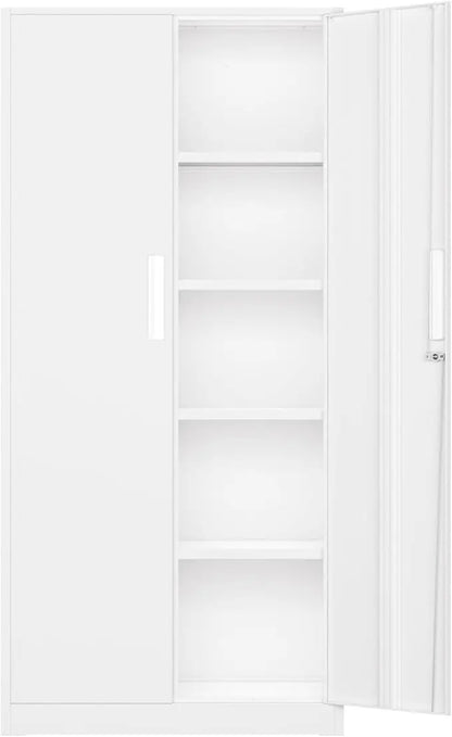 Metal Garage Storage Cabinet, Locking Doors &amp; Adjustable Shelves Tall Storage, Heavy Duty Steel Tool Cabinet for Home