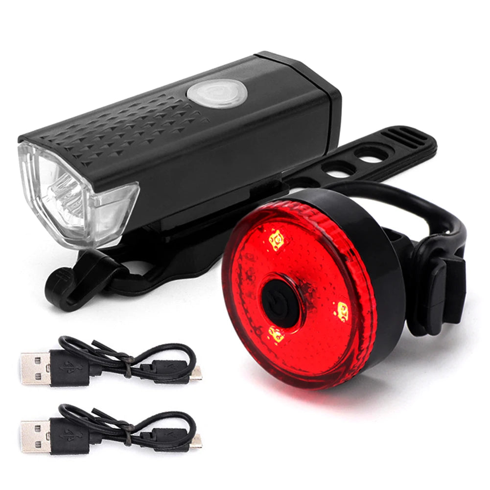 Bike Tail Light &amp; Headlight Bike Rear Light Rechargeable Bike Front Light 3 Modes LED Riding Warning Light for Outdoor Cycling