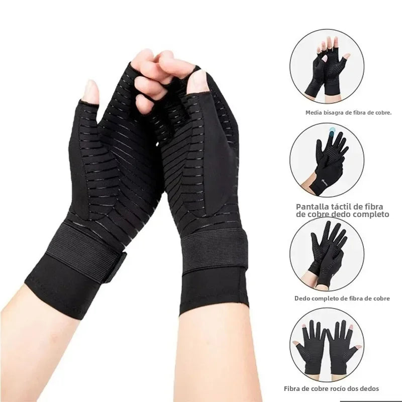 1Pair Unisex Fingerless Arthritis Gloves Wrist Brace Hand Support for Carpal Tunnel Pain Relief And Swelling Men And Women
