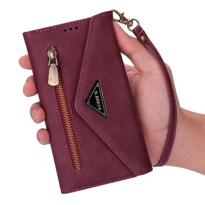 Zipper Wallet Leather Case for iPhone 14 13 15 Pro Max 12 Mini 11 X XR XS 8 7 6 6S Plus Se2022 Multi Card Solt Cover Hand Strap