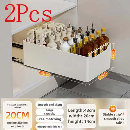 Pull Out Cabinet Organizer with Slide Rails Storage Rack