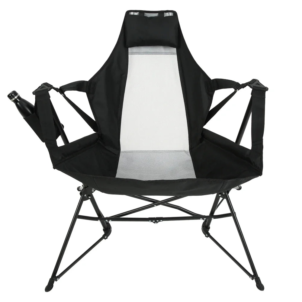 Hammock Camping Chair Folding Portable Aluminum Alloy Adjustable Back Swinging Chair Pillow Cup Holder Recliner Carry Bag