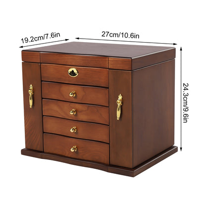 Wooden Jewelry Box Organizer Storage Luxury Multi Functional Jewelry Box with Lock Retro Drawer Style Display Packaging Supplies