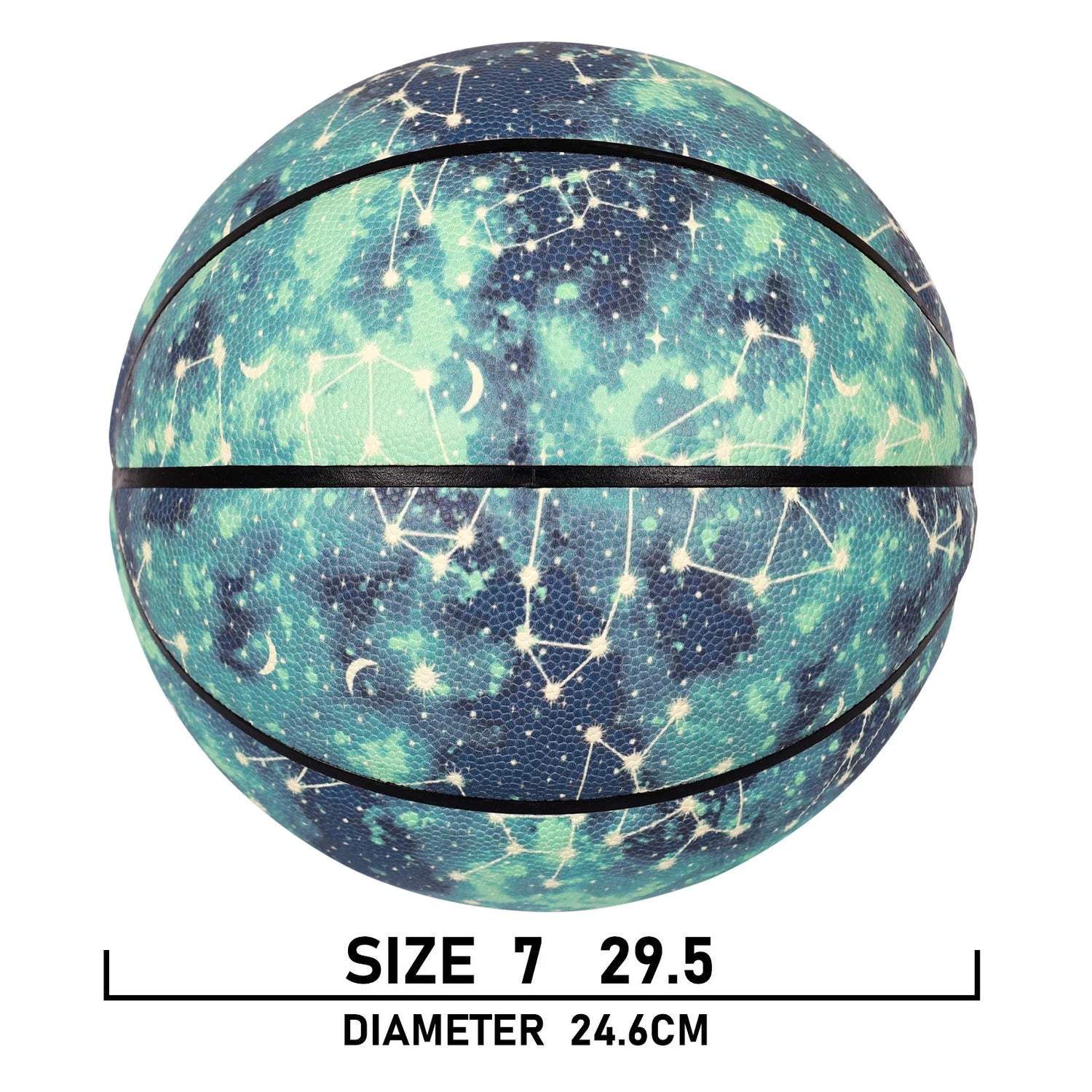 Glowing Leather Green Luminous Basketball Gift For Boys Girls,In&amp;Outdoor Night Game Ball Size 7(29.5") / 6(28.5") / 5 (27.5")