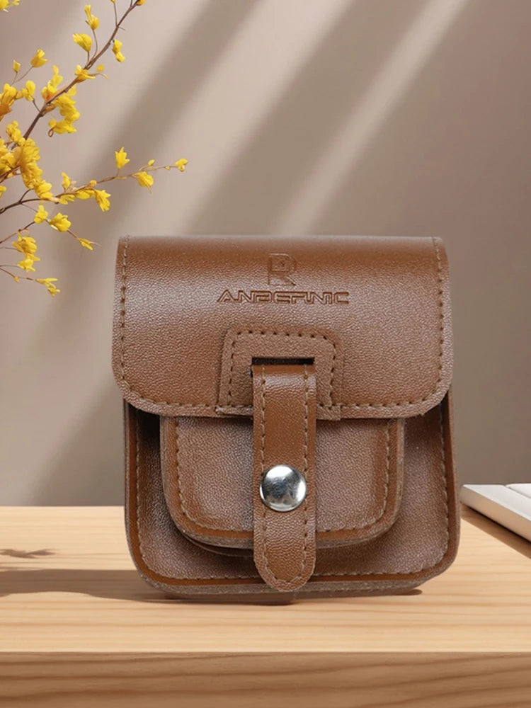 For Anbernic RG34XXSP Game Console Carrying Case Anti-Scratch Leather Console Protective Bag PU Leather Outdoor Flap Storage Bag