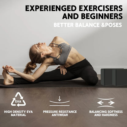 Set of 2 Yoga Blocks - Made from High-Density Foam, Lightweight, Supportive, And Odor-Free - Essential Yoga Gear for Women, Gym
