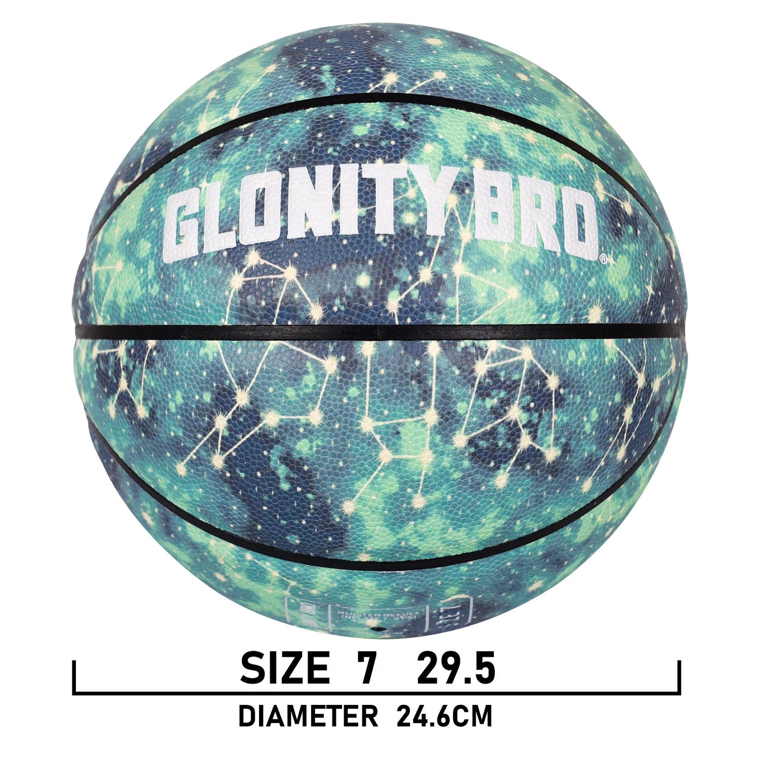 Glowing Leather Green Luminous Basketball Gift For Boys Girls,In&amp;Outdoor Night Game Ball Size 7(29.5") / 6(28.5") / 5 (27.5")