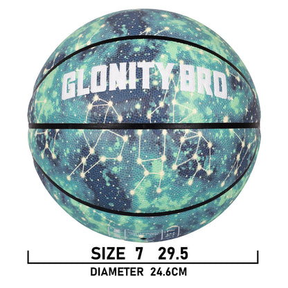 Glowing Leather Green Luminous Basketball Gift For Boys Girls,In&amp;Outdoor Night Game Ball Size 7(29.5") / 6(28.5") / 5 (27.5")