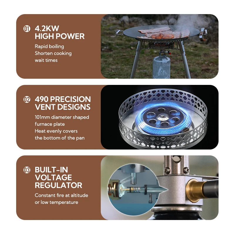 CAMPINGMOON OD-4 Scott High Mountain Stove Camping Large Diameter Windproof and Stable Pressure Stove Head High Power Gas Stove