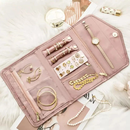Multiple Jewelry Storage Organizer Bracelet Earrings Accessories Carrying Bag Necklace Brooch Rings Travel Folding Roll Pouch