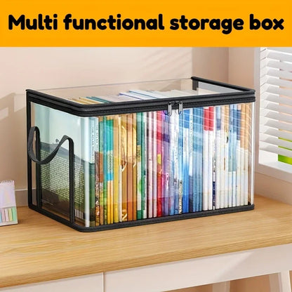 3PCS Heavy-duty Transparent Storage Box with Flip Cover - Space Saving Stackable Design, Suitable for Books, Clothing, Toys