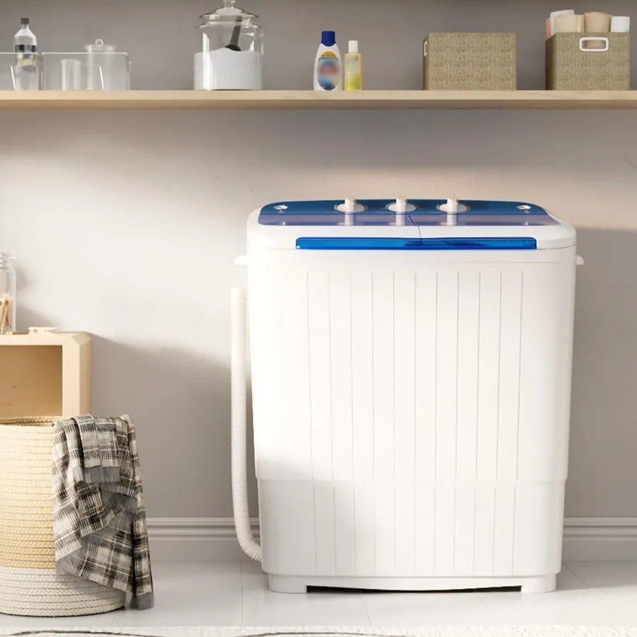 Portable Washing Machine16 lbs Mini Washer and Spin Dryer Combo Built-in Gravity Drain Compact Laundry Washer with Drain Pump T