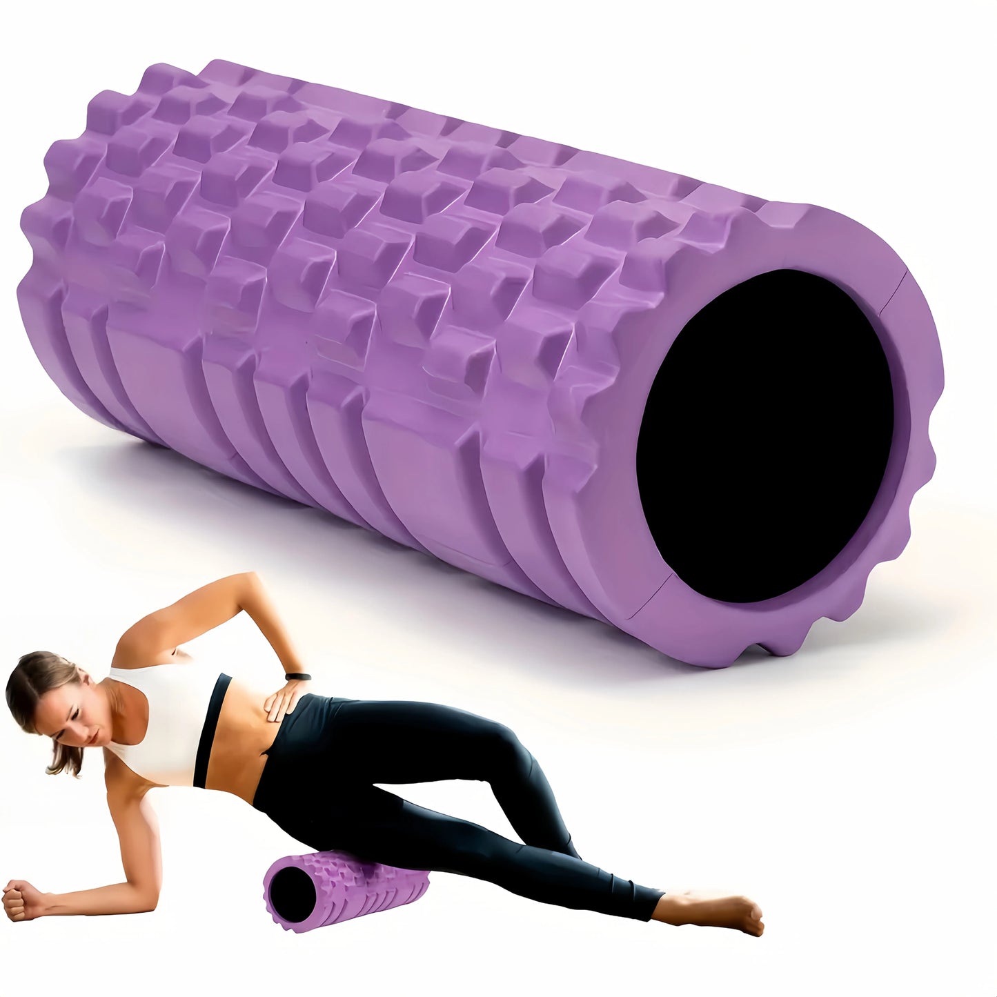 1 Foam Roller Yoga Column Fitness Yoga EVA Foam Roller Yoga Stick Deep Tissue Massage Roller, Suitable for Back and Leg Muscle