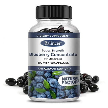 Blueberry Capsules - 500 Mg, Good for The Brain, Heart Health, Eye Care, Antioxidant, Promotes Smooth Skin- 120 Capsules