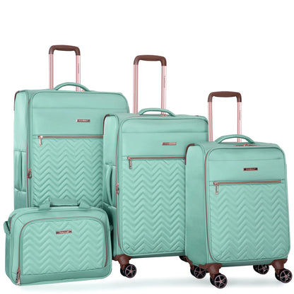 Travelhouse 4 Piece Luggage Set Softside Expandable Lightweight Suitcase with Double Spinner Wheels