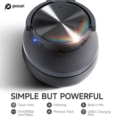 Picun B8 Bluetooth Headphones 120H Playtime Headset Wireless Bluetooth 3EQ Mode Low Latency Hands-Free Calls Over Ear Headphones