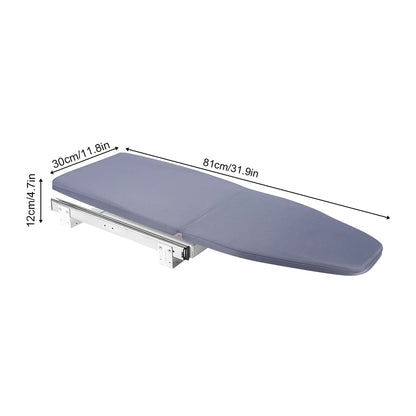 Foldable Ironing Board, Retractable Cabinet Mount, Push-Pull Sturdy Metal Frame  80x29.5cm / 31.5x11.6in (Gray)