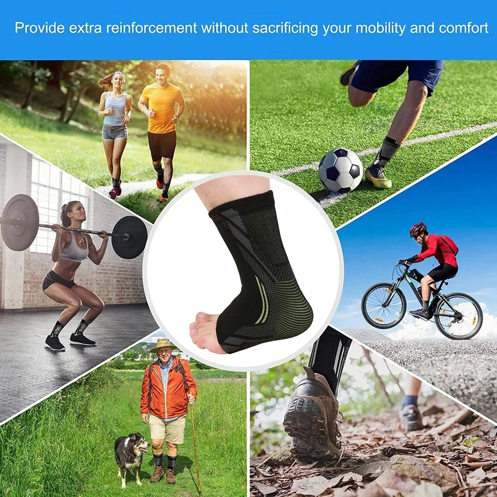 Sports Ankle Brace Compression Sleeves Plantar Fasciitis Sock for Achilles Tendonitis Joint Pain Reduces Swelling Heel Spur Pain