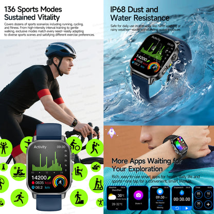 2026New ECG+PPG AI Health Diagnose Smart Watch Men Women Clock Blood Lipid BP Uric Acid Heart rate Tracker HD Call Smart Watch