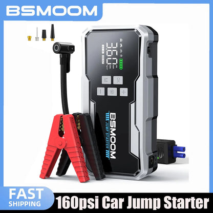 Car Emergency Jump Starter Air Pump 6000A/7000A Peak Tire Inflator Car Emergency Jump Starter With LED Light Power Bank