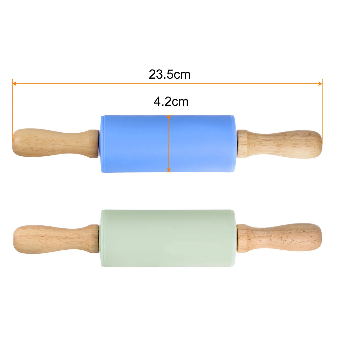 Silicone Rolling Pins for Baking 23.5cm x 4.2cm Light Green &amp; Blue