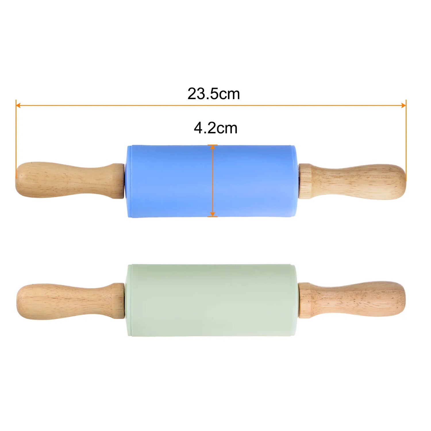 Silicone Rolling Pins for Baking 23.5cm x 4.2cm Light Green &amp; Blue