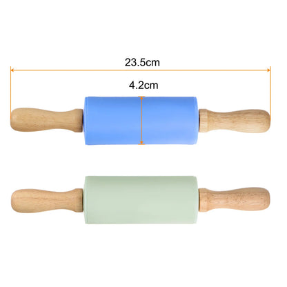 Silicone Rolling Pins for Baking 23.5cm x 4.2cm Light Green &amp; Blue