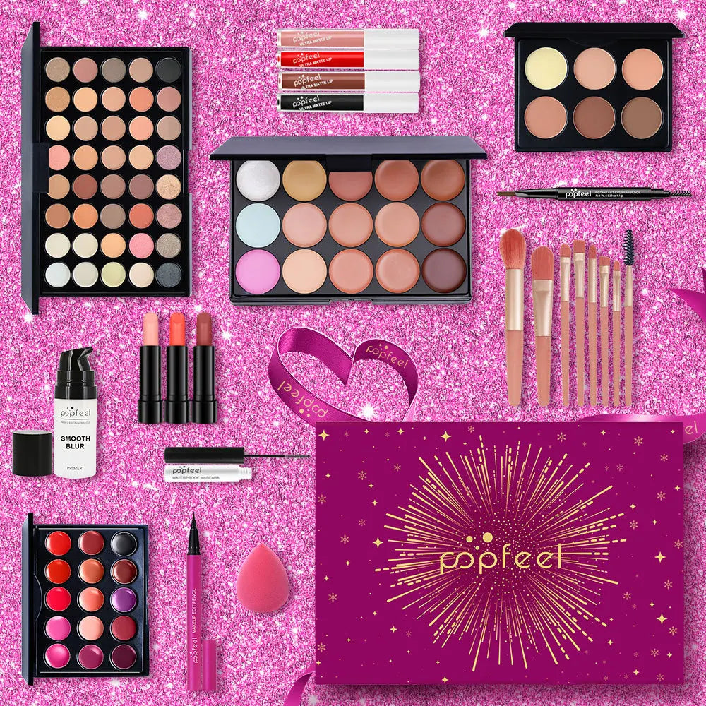 Makeup Kit Gift Box Beauty Eyeshadow Palette Eyeliner Lipstick Mascara Brush Makeup Full Set for Women Female Beginner Student