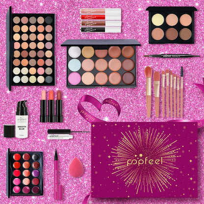 Makeup Kit Gift Box Beauty Eyeshadow Palette Eyeliner Lipstick Mascara Brush Makeup Full Set for Women Female Beginner Student