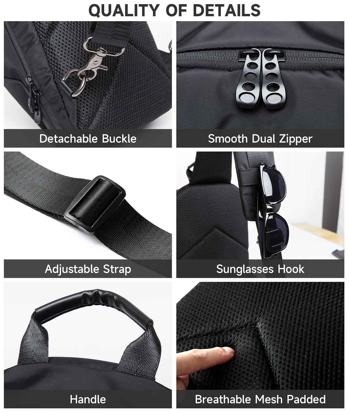 MOYYI Simple Fashion Waterproof Nylon Man Sling Bag Best Lightweight Crossbody Chest Bag Women Sport Travel One Shoulder Bag