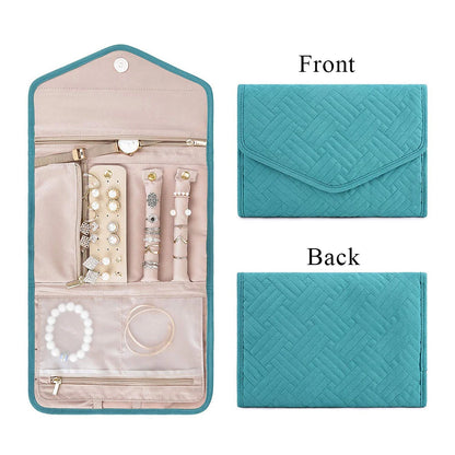 Multiple Jewelry Storage Organizer Bracelet Earrings Accessories Carrying Bag Necklace Brooch Rings Travel Folding Roll Pouch