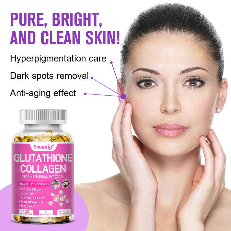 Collagen with Glutathione, Advanced Hydrolyzed Formula for Optimal Absorption, Skin, Hair, Nails &amp; Joints, Natural Antioxidant