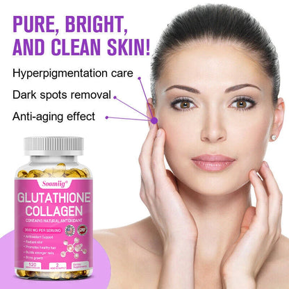 Collagen with Glutathione, Advanced Hydrolyzed Formula for Optimal Absorption, Skin, Hair, Nails &amp; Joints, Natural Antioxidant