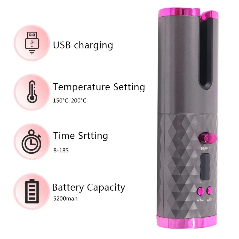 Portable Wireless Automatic Hair Curler 3 Color