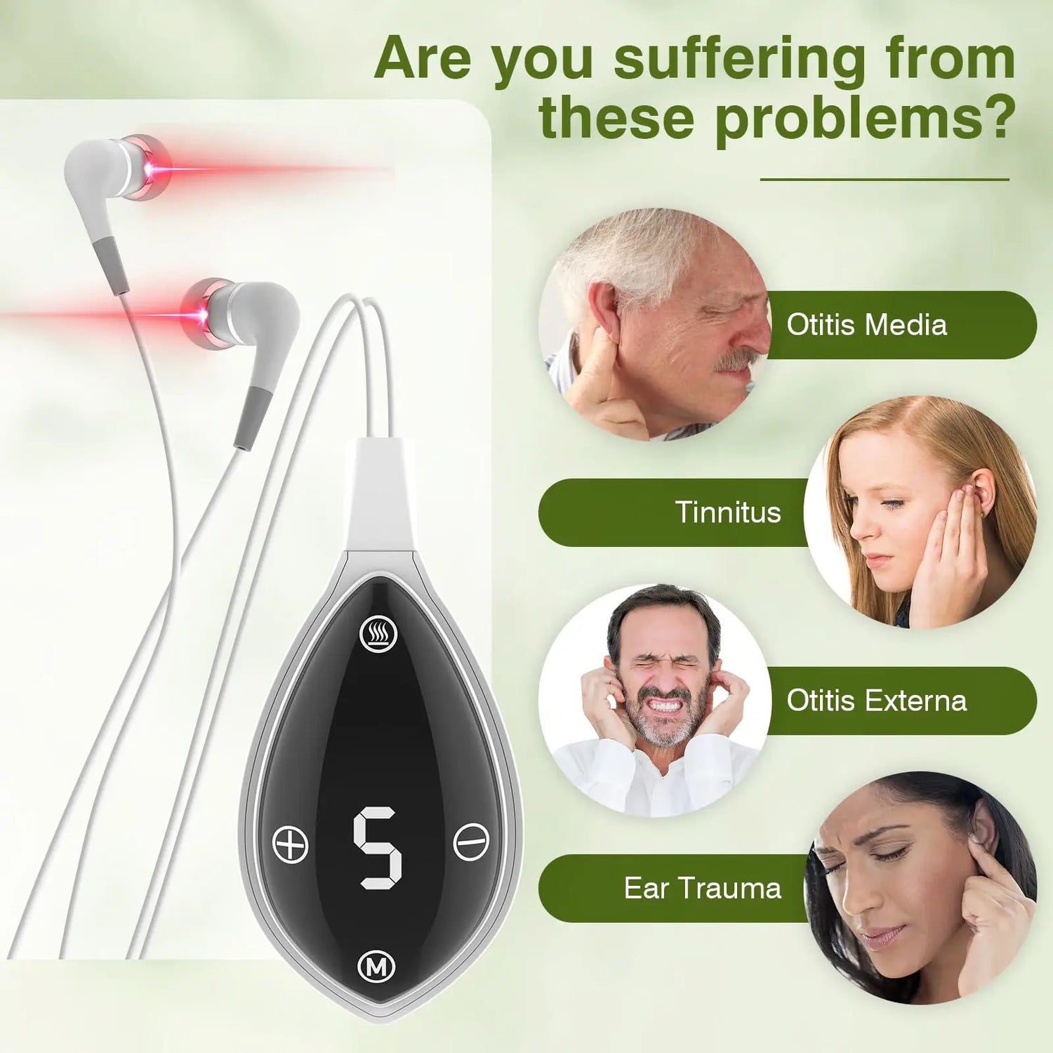 Laser Therapy for Tinnitus Portable Red Light Therapy for Ears 650NM Otitis Media&amp;Deafness&amp;Ear Canal Laser Irradiator Reduce Tin