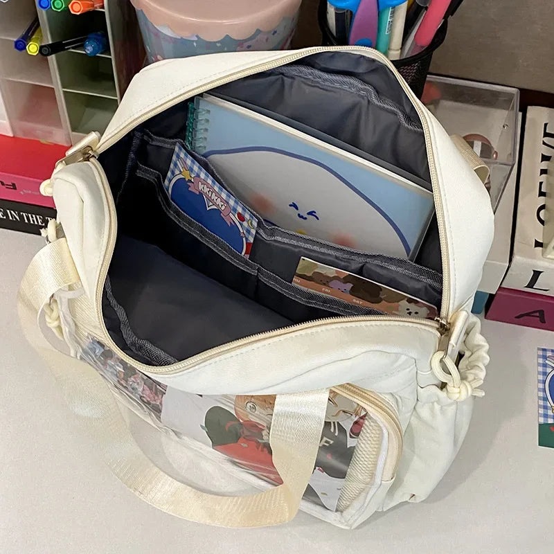 Multifunctional Shoulder Crossbody Bag with Large Capacity for Students To Attend Classes and Tutoring Tote Bag for Girls
