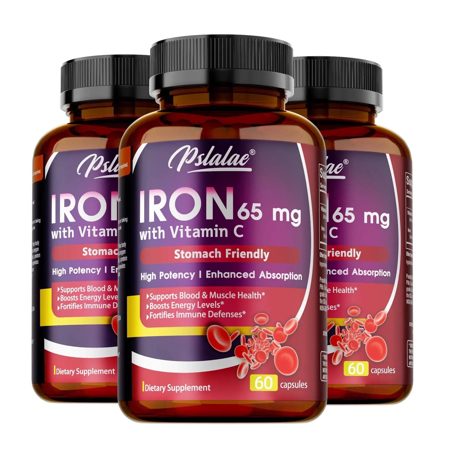 Iron Supplement 65 mg with Vitamin C - Maximized Absorption, Increase Energy,Maintain A Healthy Immune System and Brain Health
