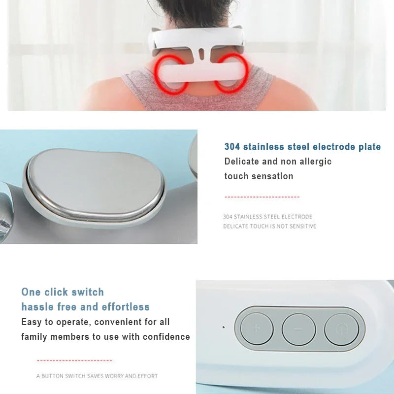 Back Neck Massage Instrument Intelligent Electric, Rechargeable, Heating, Hot Pressing, Magnetic Pulse Neck Massage Instrument