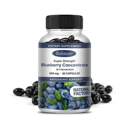Blueberry Capsules - 500 Mg, Good for The Brain, Heart Health, Eye Care, Antioxidant, Promotes Smooth Skin- 120 Capsules