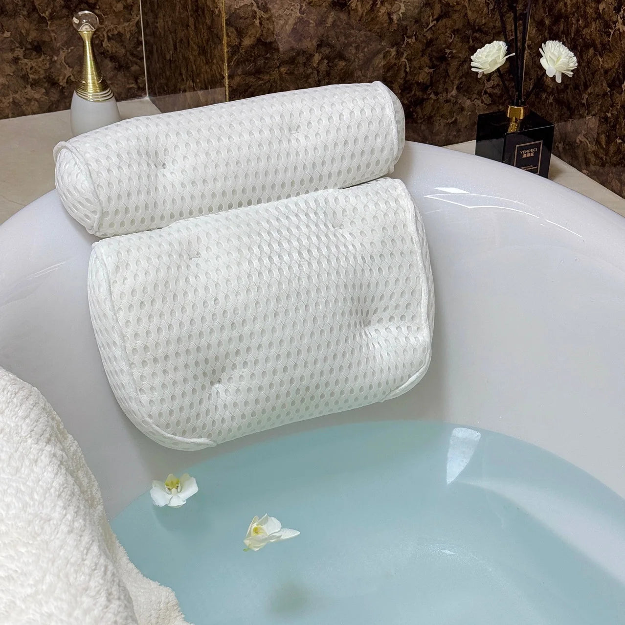 Bath Pillow for Bathtub Support Neck,Head and Back with Non-Slip Suction Cups air mesh Bathtub Pillow