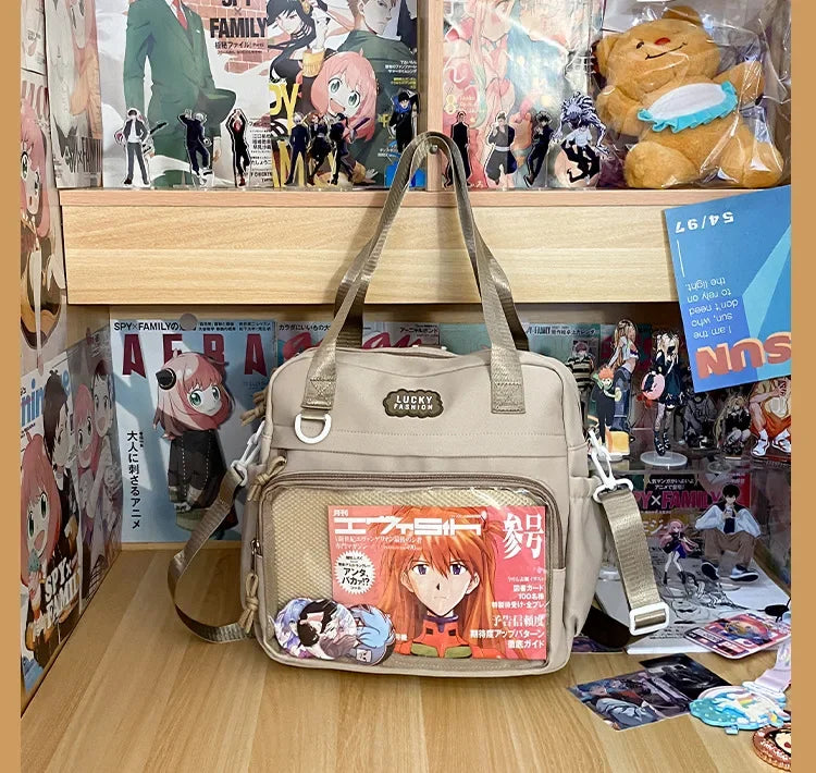 Multifunctional Shoulder Crossbody Bag with Large Capacity for Students To Attend Classes and Tutoring Tote Bag for Girls