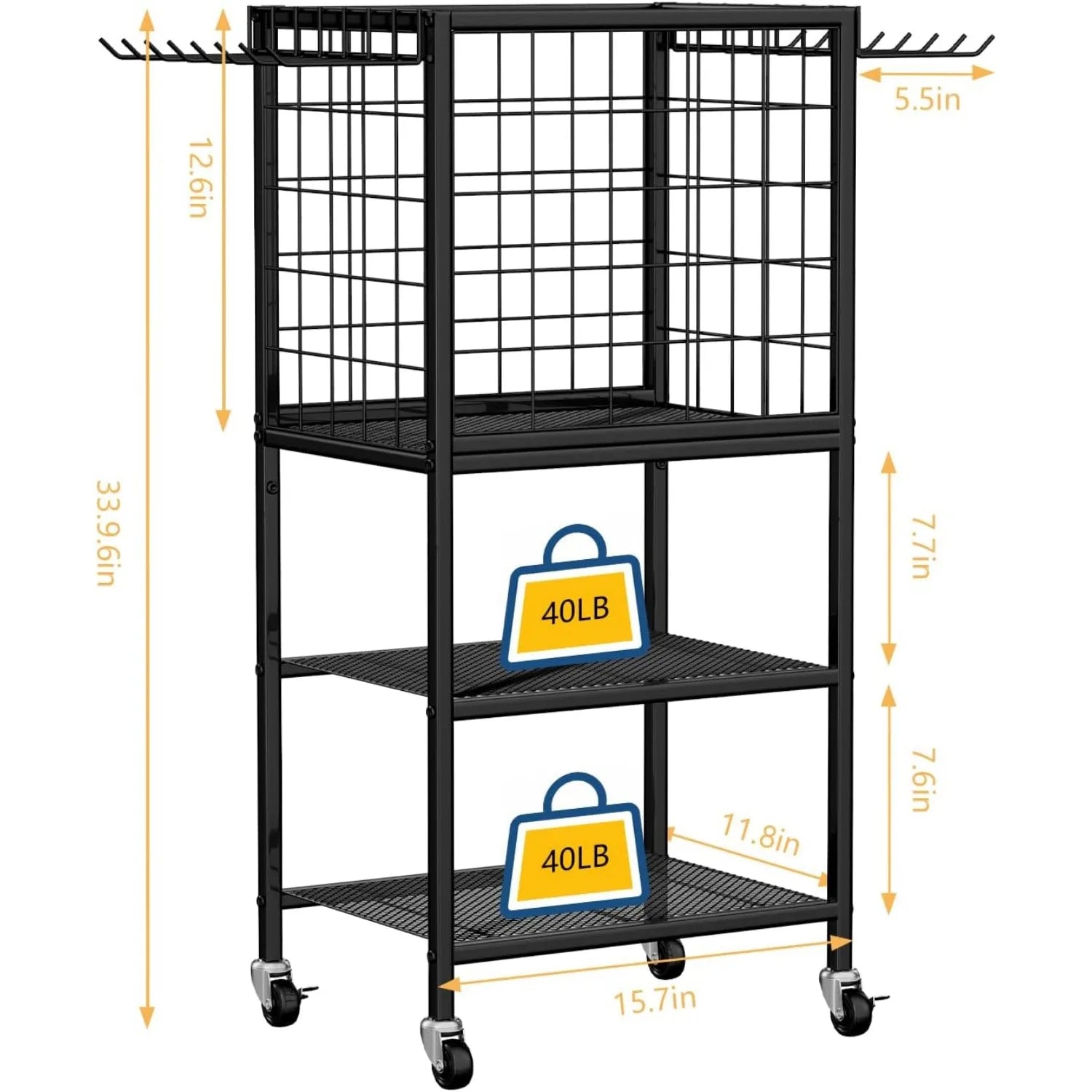 Home Gym Weight Rack with Storage Hooks - Organizer for Dumbbells, Resistance Bands &amp; Yoga Mat