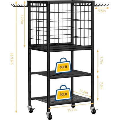Home Gym Weight Rack with Storage Hooks - Organizer for Dumbbells, Resistance Bands &amp; Yoga Mat
