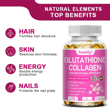 Collagen with Glutathione, Advanced Hydrolyzed Formula for Optimal Absorption, Skin, Hair, Nails &amp; Joints, Natural Antioxidant